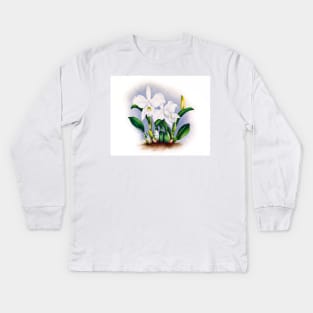 White lilies Kids Long Sleeve T-Shirt